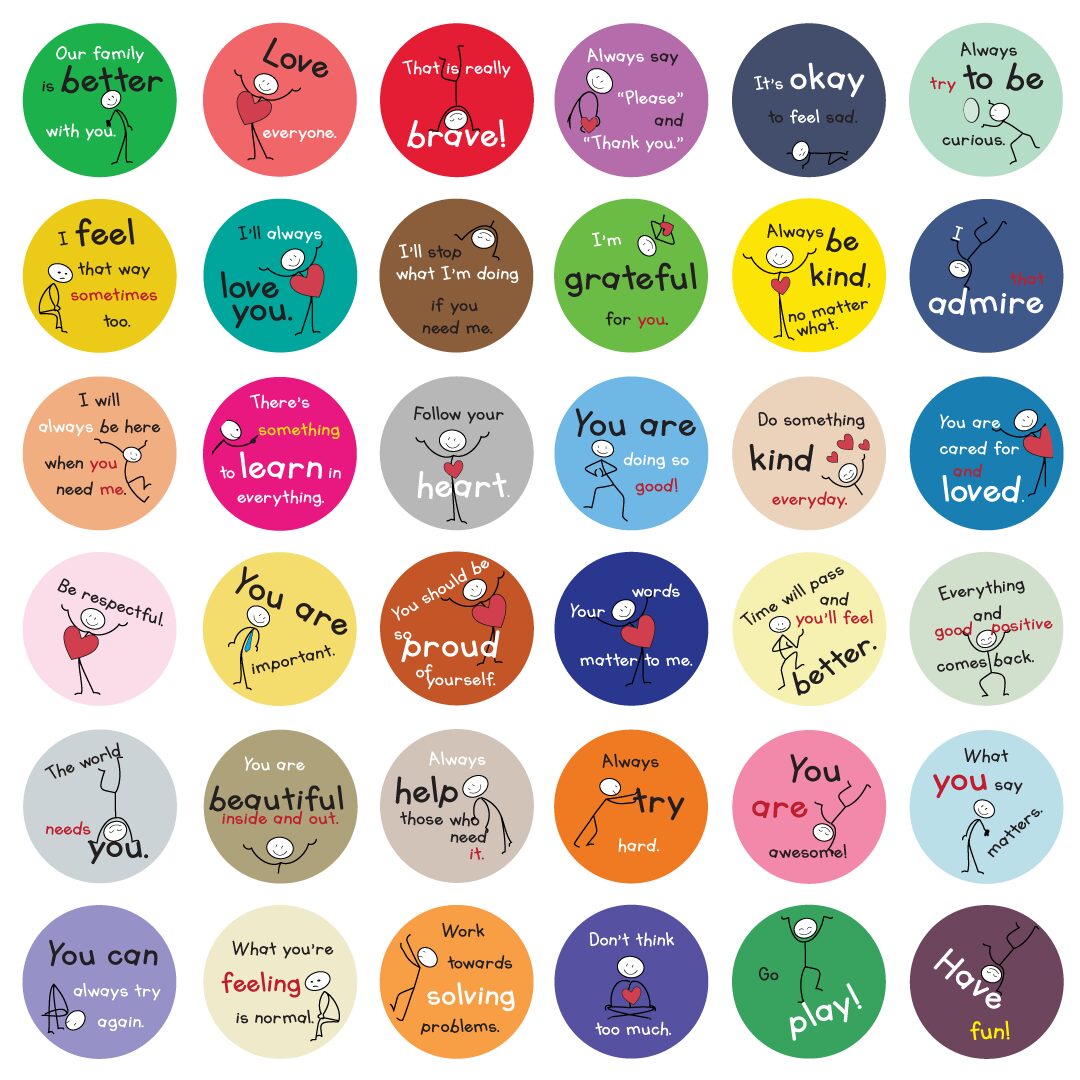 Affirmative message stickers set 2 from The Joy in You with positive motivational phrases