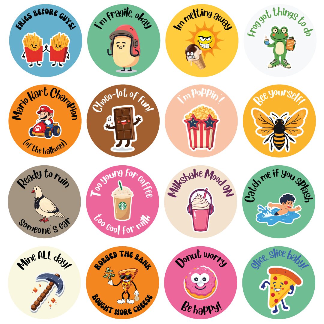 Fun stickers set 1 from The Joy in You with playful and colorful designs