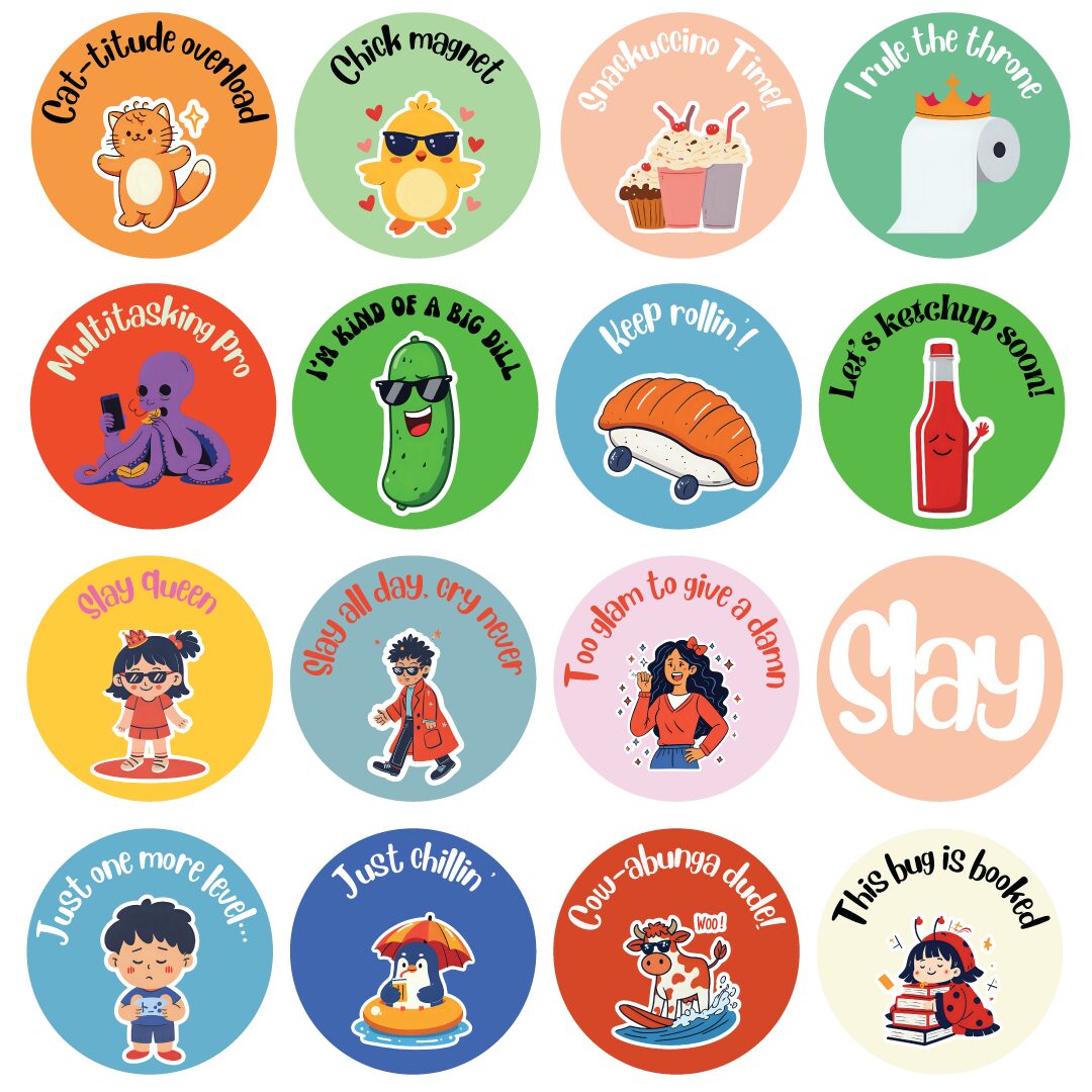 Fun stickers set 3 from The Joy in You with playful and colorful designs