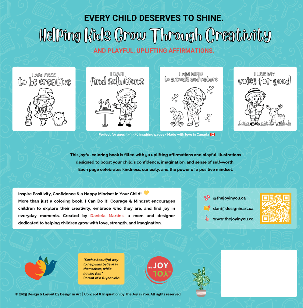 I Can Do It courage and mindset coloring book for kids with bold affirmations